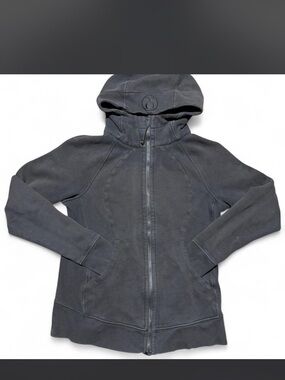 Lululemon Scuba Hoodie Full Zip Black Thumbhole Jacket Size 8